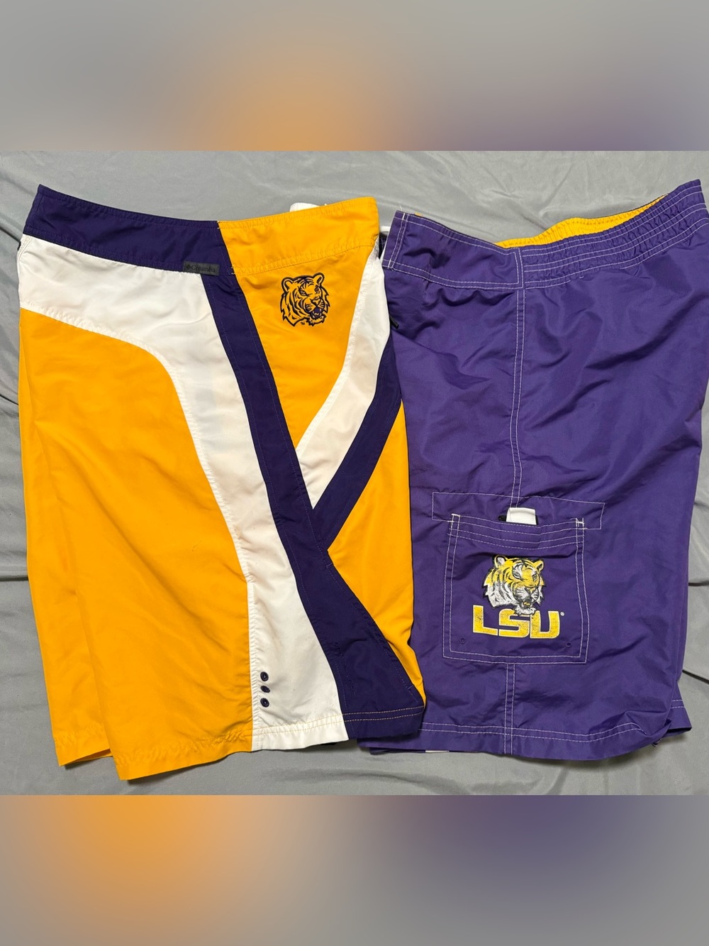 Lot Of 2 LSU Tigers NCAA Swimming Trunks Shorts Men’s Large Columbia And G3
